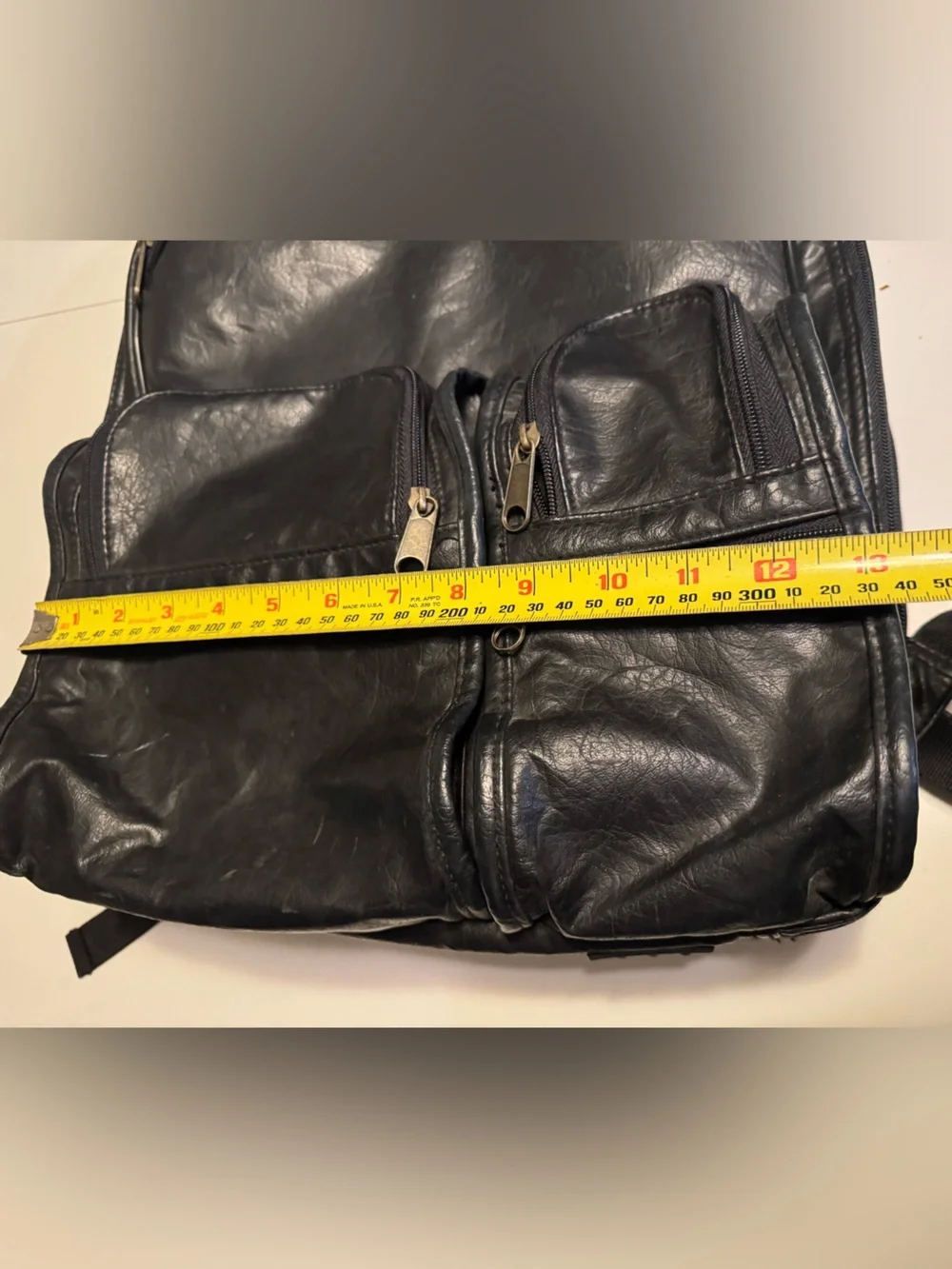 Vintage Black Unisex Vegan Leather Retro Backpack Laptop Bag